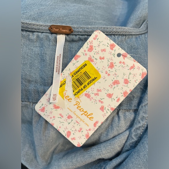 NWT Free People Sophie Light Wash Denim Wrap Top - Picture 5 of 6